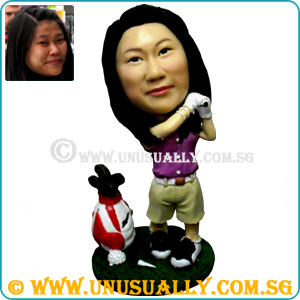 Custom 3D Caricature Female Golfer Figurine
